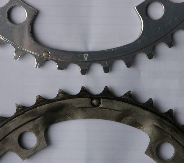 Worn chainrings