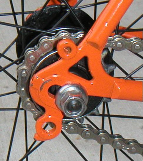 Rear hanger with derailleur hanger built onto the frame.