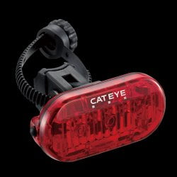 CatEye OMNI 3. Rear light that is well visible, lasts long with two AAA batteries and stands up well to rain, cold and hot sun.