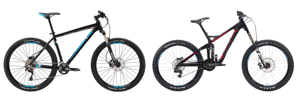 "Hardtail" left and full sus right