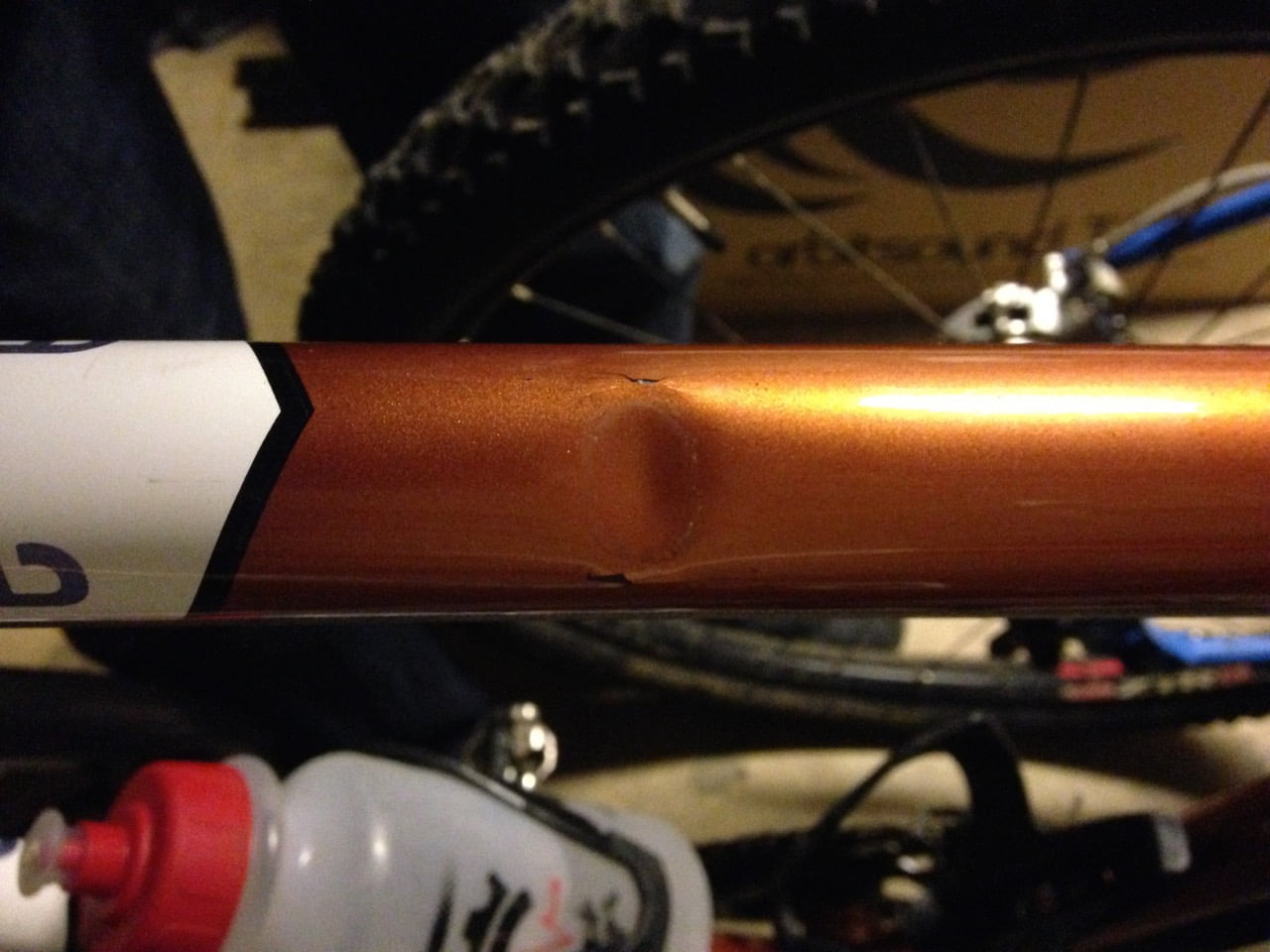 Dented frame tube. Don't buy it.