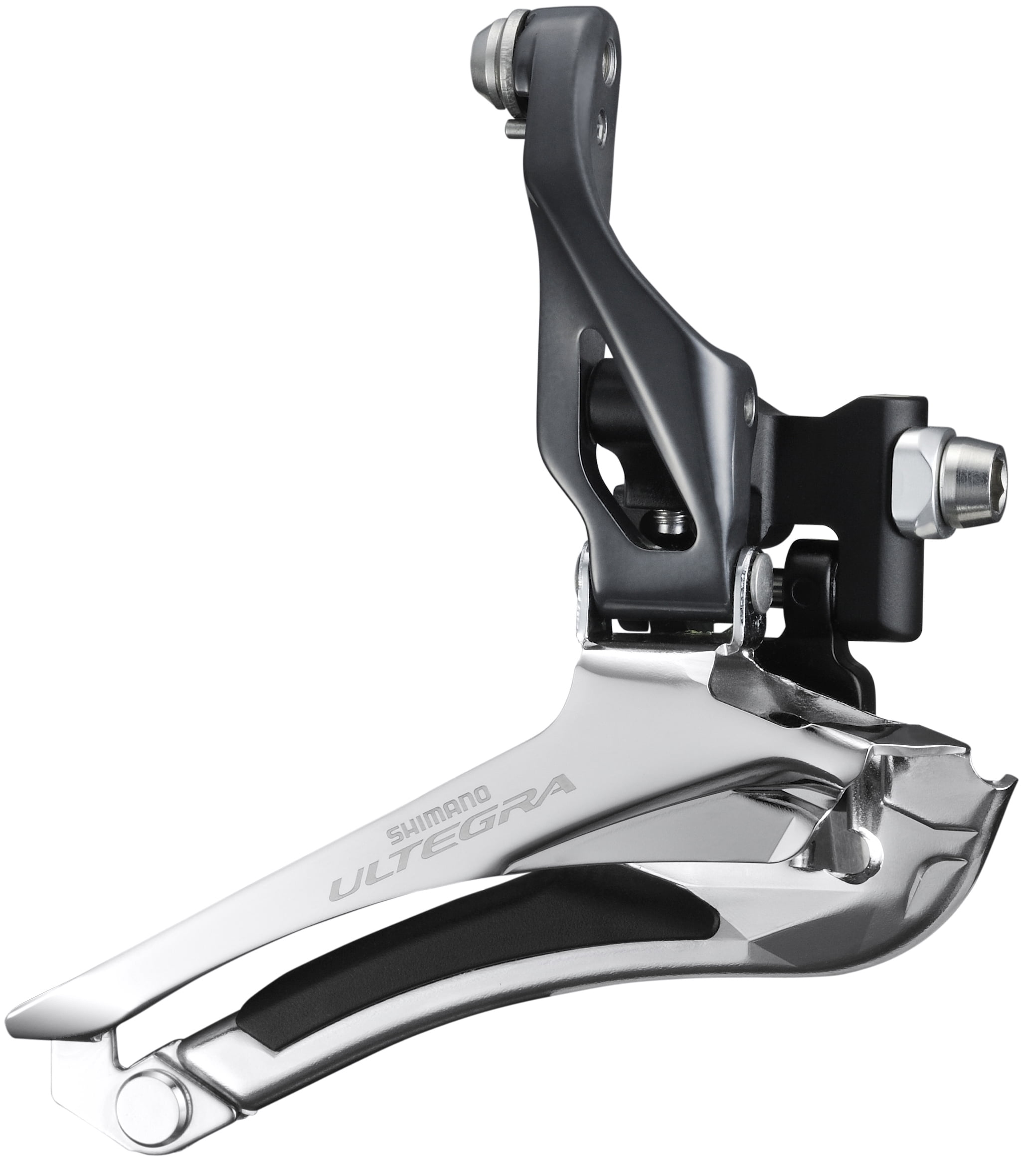 Braze on front derailleur. It is bolted onto a braze on derailleur holder on a frame.