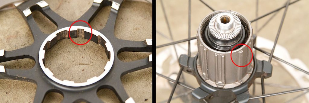 Mind the wider spline and align the sprockets and spacers accordingly