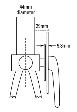 Measuring front chainline. 44/2 + 29 -(9,8/2)