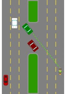 Situation when moving to the right is a good choice. Simply - try to get eye contact with oncoming vehicle drivers as soon as possible.
