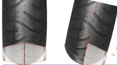 Left - while straight, a wheel behaves like a ball - rolling straight. Right - when leaned, because the tyres are curved, a wheel behaves like a rolling cone. Picture 8