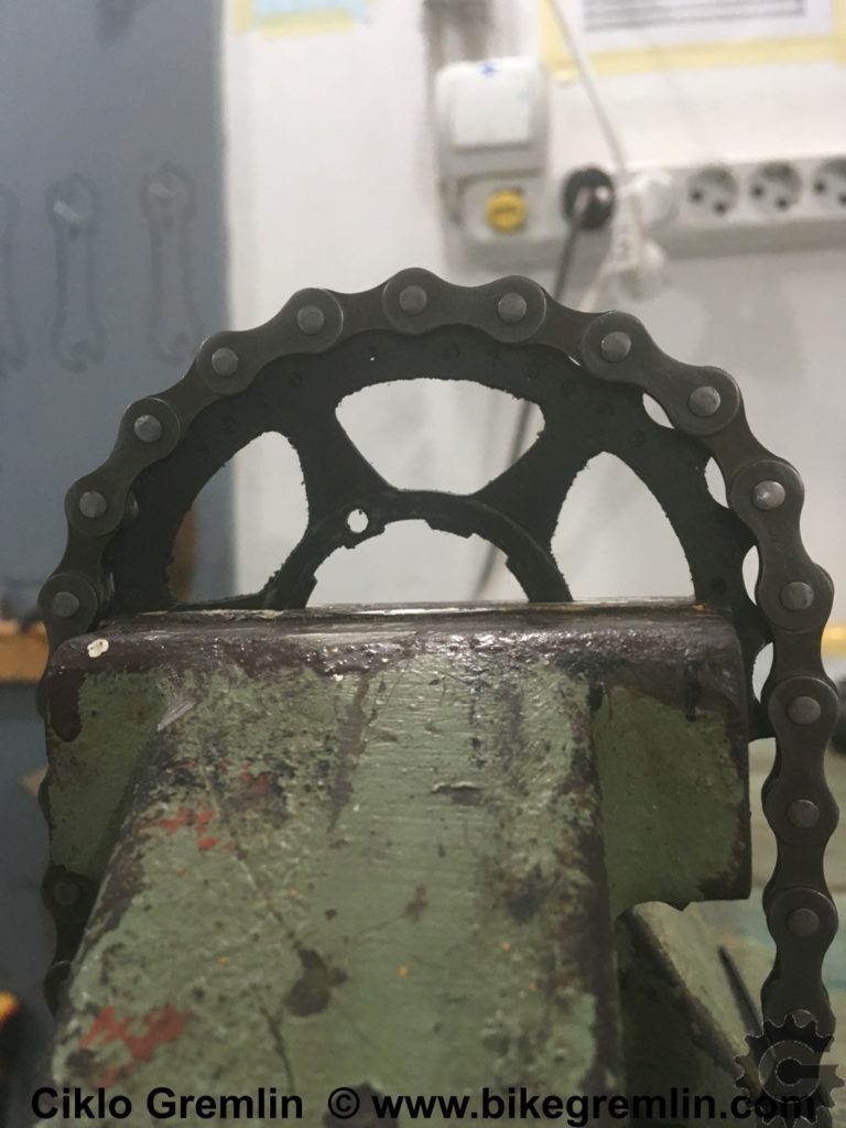 Zoomed picture - worn chain with rollers. Picture 6b