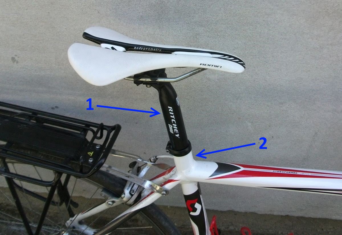 1 - seat post; 2 - seat tube; Picture 1b