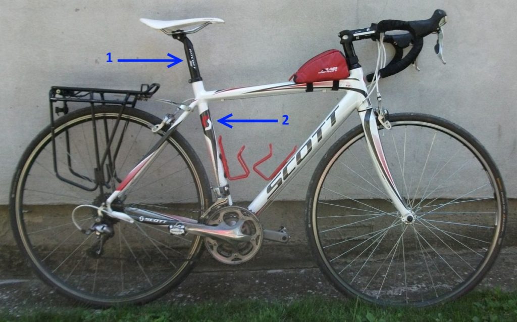 1 - seat post; 2 - seat tube; Picture 1a