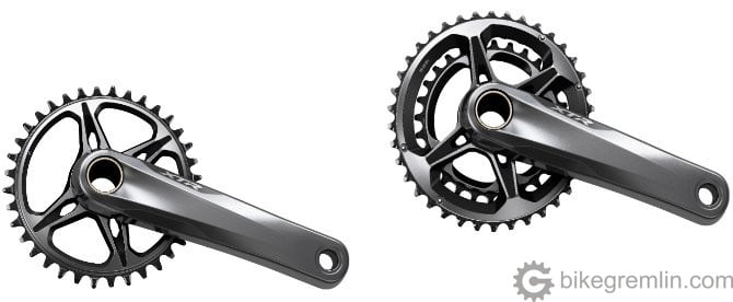 New XTR M9100 cranks, with one and two chainrings. Picture 1