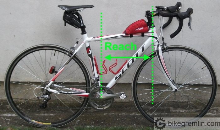 Bicycle frame reach: how far is the head tube from the bottom bracket. Picture 2