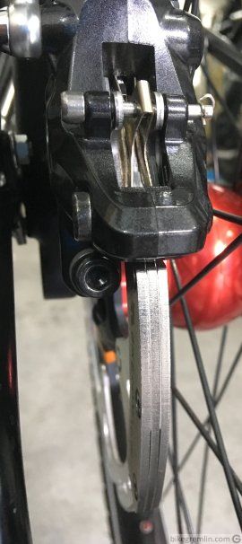 Disc brake alignment tool fully inserted