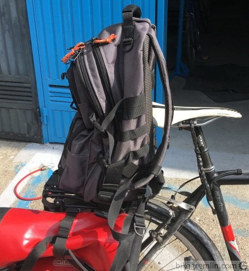 attach backpack to bike rack