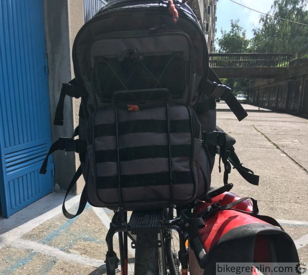 Attaching backpack to bike rack sale