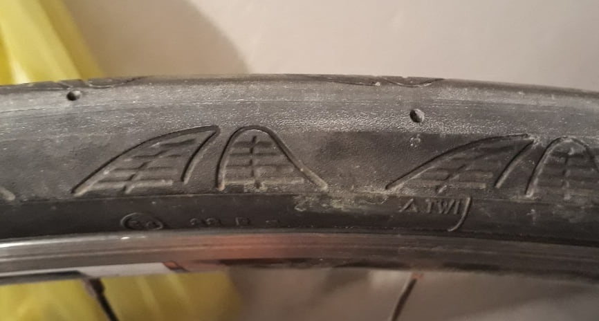 An example of a tyre that is almost new