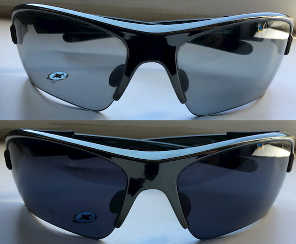 Photochromatic sunglasses dimming after exposure to the Sun