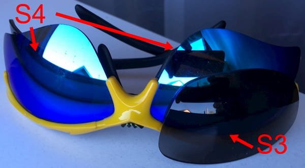 An example of S3 and S4 cycling sunglasses lenses