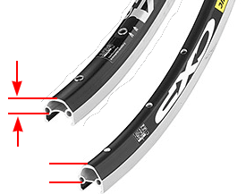 Two double walled rims with different wall depths