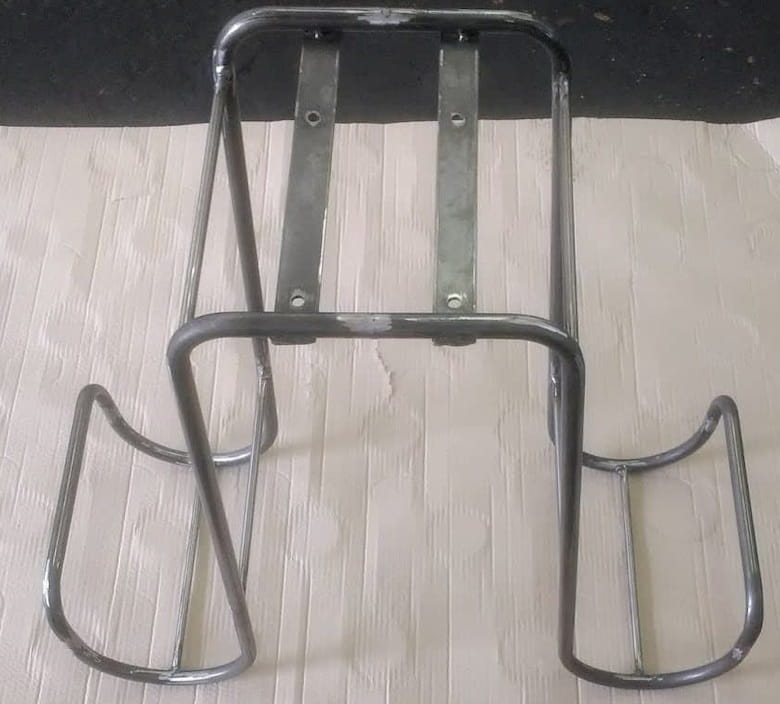 Luggage rack frame parts welded together