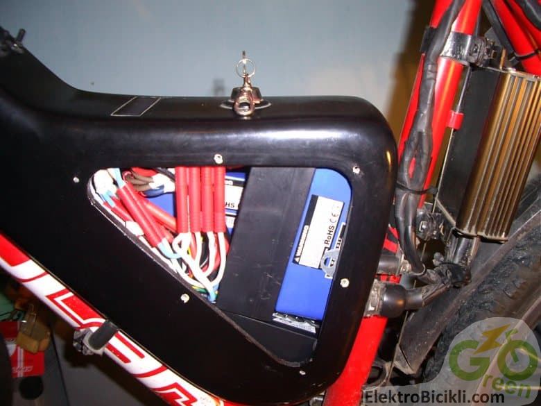 LiPo batteries mounted on a bicycle