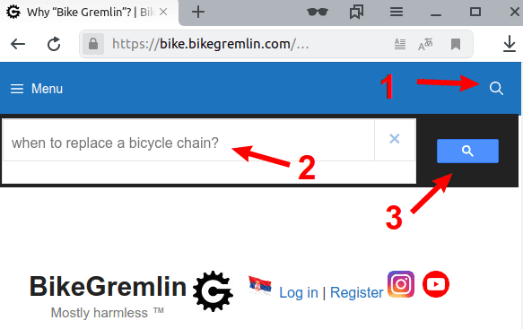 BikeGremlin website search