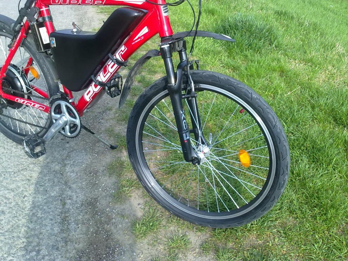 Polar Viper modified into an electric bicycle - front wheel