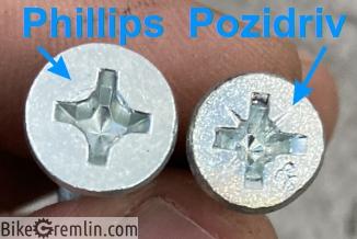 Phillips (left), and Pozidriv (right) screws