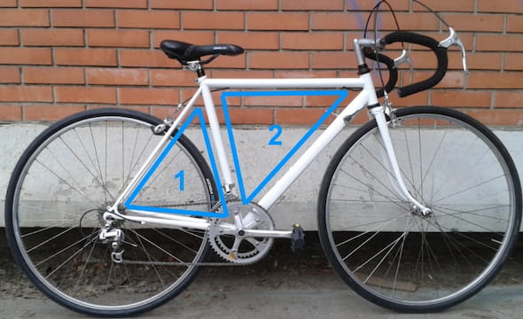 Bicycle frame with its two triangles