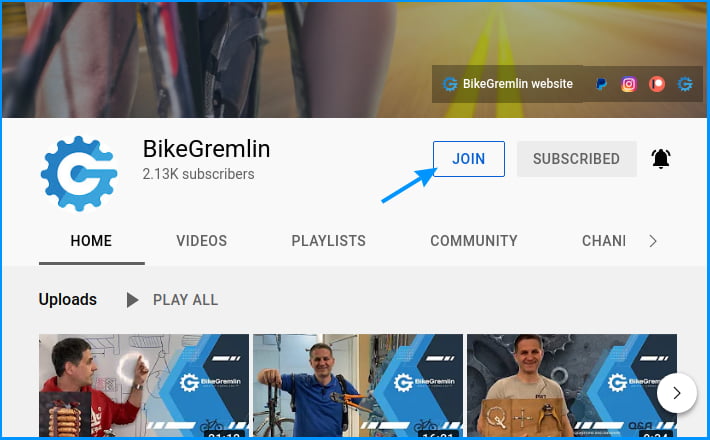 BikeGremlin YouTube membership