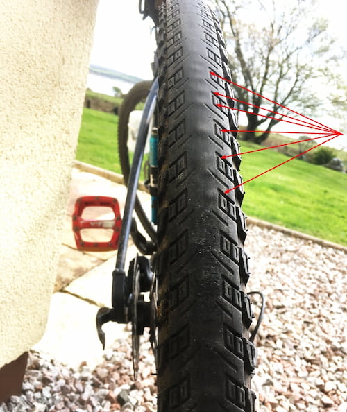 Bicycle tyre with a bulge - several bulges in this case