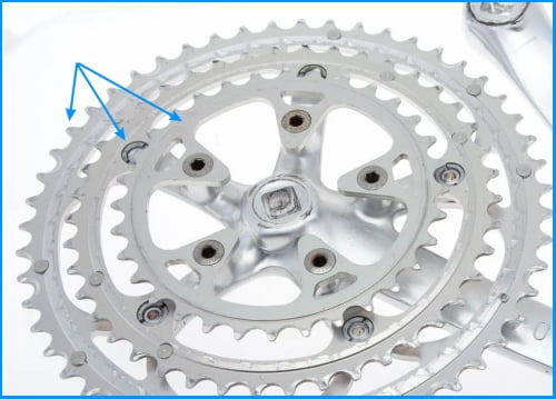 The smallest/middle/largest front chainring