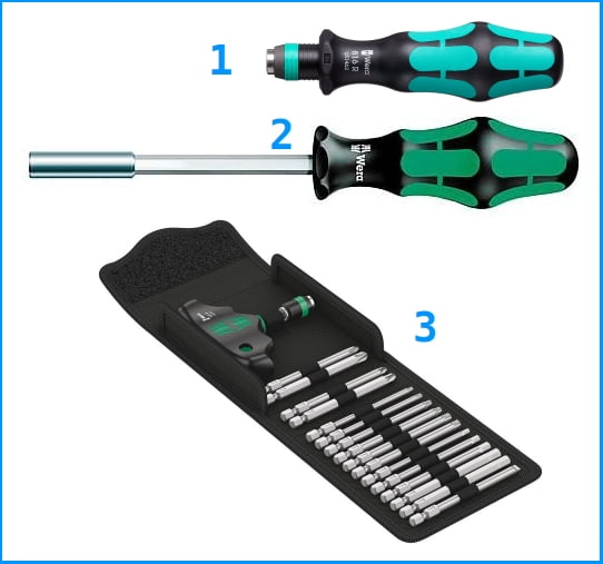 Bit screwdrivers with shorter and longer shafts