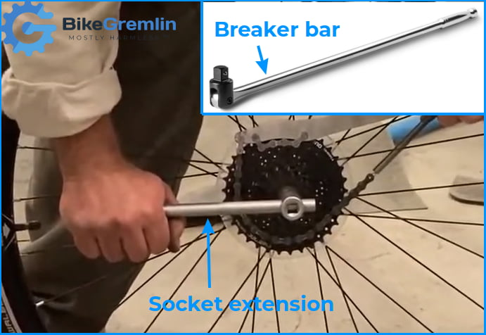 Breaker bar (top), and a socket-extension ("T-bar") used as a breaker bar (bottom)