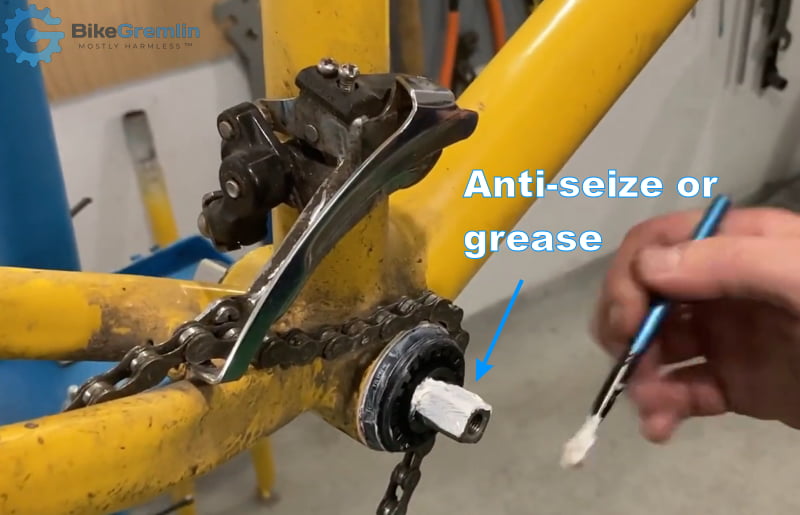 Smear anti-seize (or grease) on the spindle