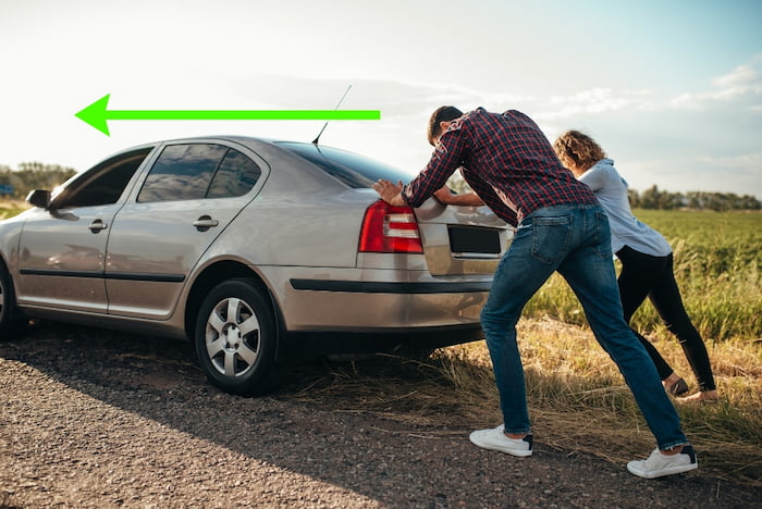 Pushing a car