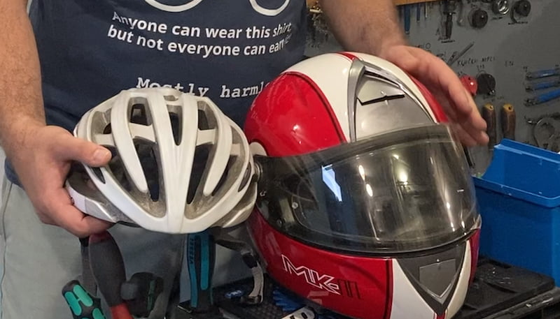 Bicycle vs motorcycle helmet