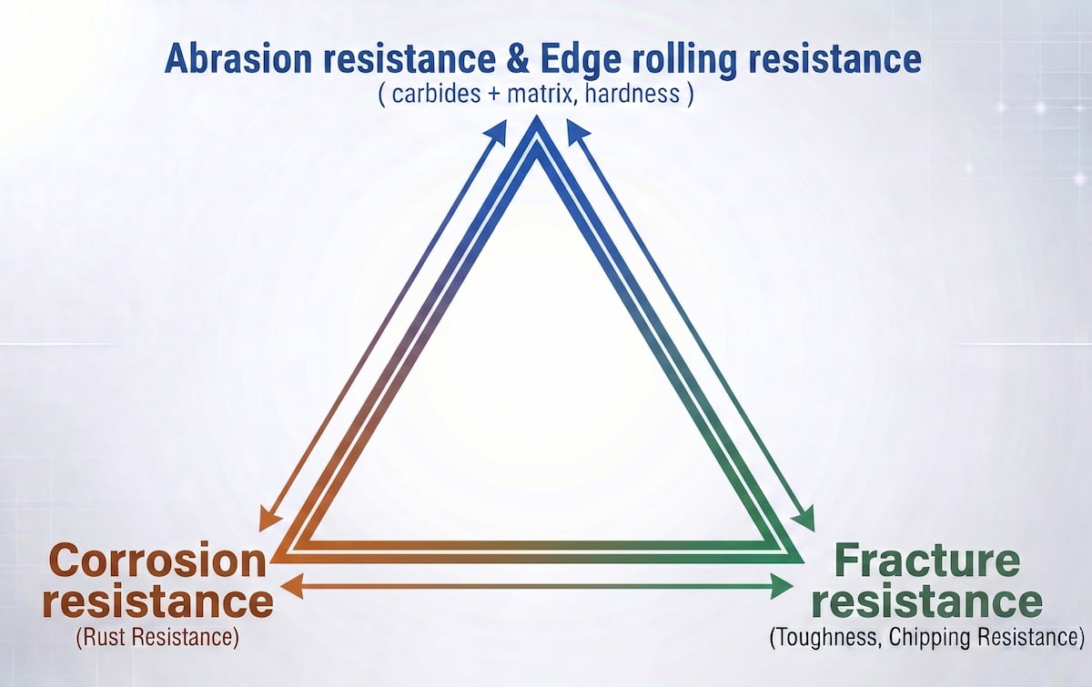 Arguably a more proper overview of attributes affecting knife edge retention
